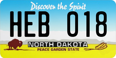 ND license plate HEB018