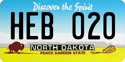 ND license plate HEB020