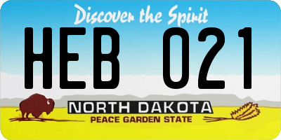 ND license plate HEB021