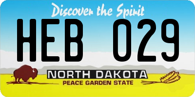 ND license plate HEB029