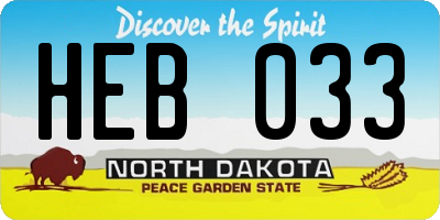 ND license plate HEB033