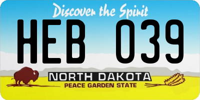 ND license plate HEB039