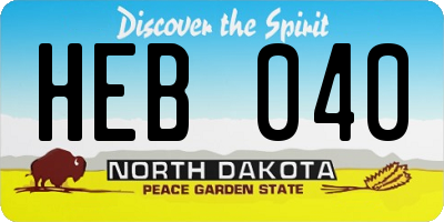 ND license plate HEB040