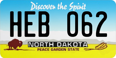 ND license plate HEB062