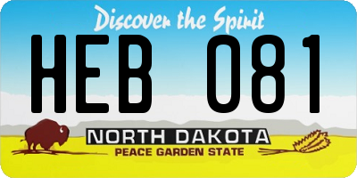 ND license plate HEB081