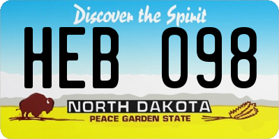 ND license plate HEB098