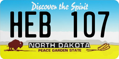 ND license plate HEB107