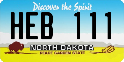 ND license plate HEB111