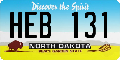 ND license plate HEB131