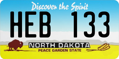 ND license plate HEB133