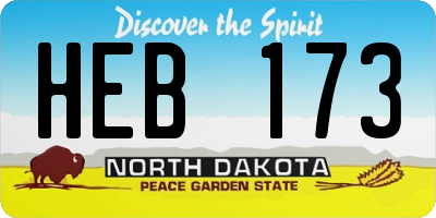 ND license plate HEB173