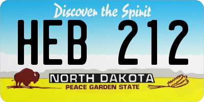 ND license plate HEB212