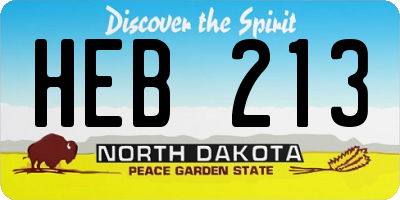 ND license plate HEB213