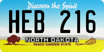 ND license plate HEB216