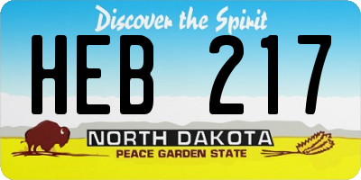 ND license plate HEB217