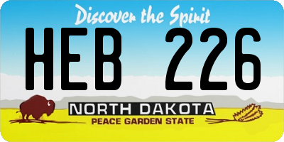 ND license plate HEB226