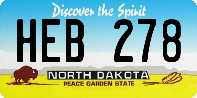 ND license plate HEB278