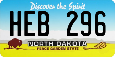 ND license plate HEB296