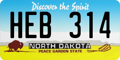 ND license plate HEB314