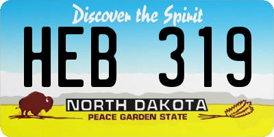 ND license plate HEB319