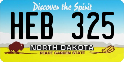 ND license plate HEB325