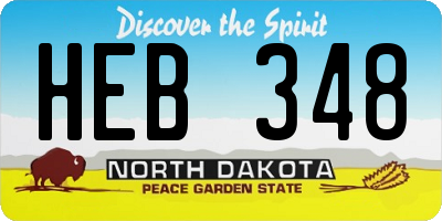 ND license plate HEB348