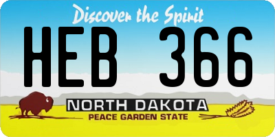 ND license plate HEB366