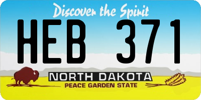 ND license plate HEB371