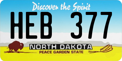 ND license plate HEB377