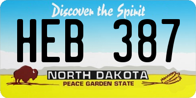 ND license plate HEB387