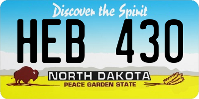 ND license plate HEB430