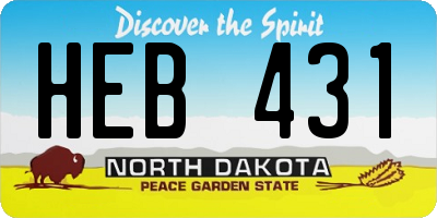 ND license plate HEB431