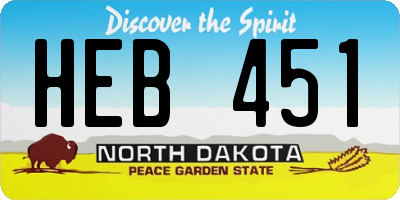 ND license plate HEB451