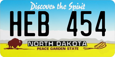 ND license plate HEB454