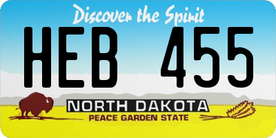 ND license plate HEB455