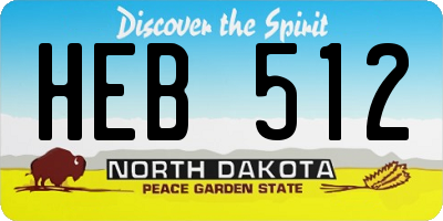 ND license plate HEB512