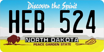 ND license plate HEB524