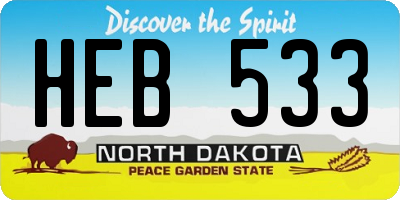 ND license plate HEB533