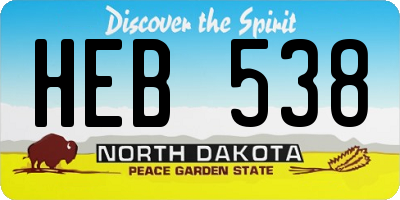 ND license plate HEB538