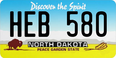 ND license plate HEB580