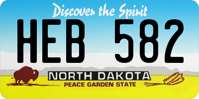 ND license plate HEB582