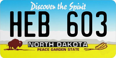 ND license plate HEB603