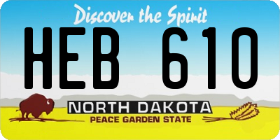 ND license plate HEB610