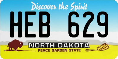 ND license plate HEB629