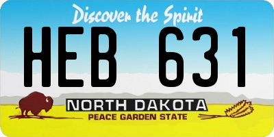 ND license plate HEB631