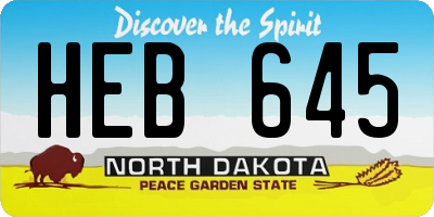 ND license plate HEB645