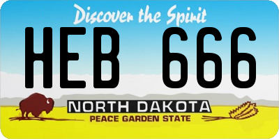 ND license plate HEB666