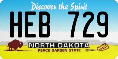 ND license plate HEB729