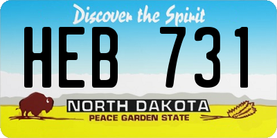 ND license plate HEB731