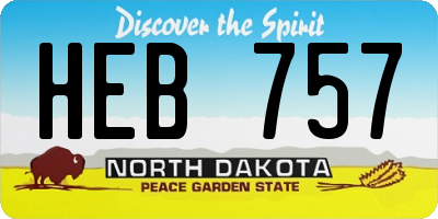 ND license plate HEB757